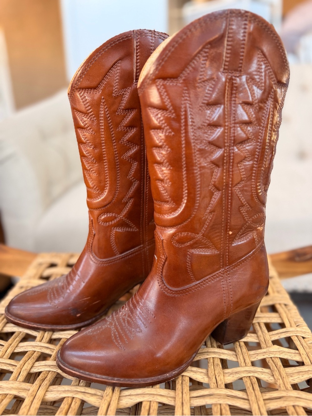 Vintage 1960s Winter Fleece Rain Rubber Western Cowgirl Boots Heels Rockabilly
